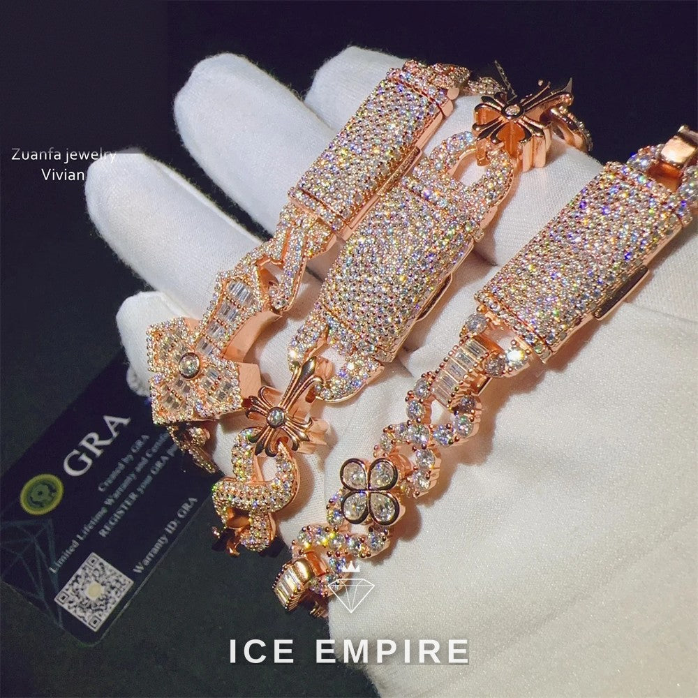 Iced Out Rose Gold Plated Moissanite Cuban Chain