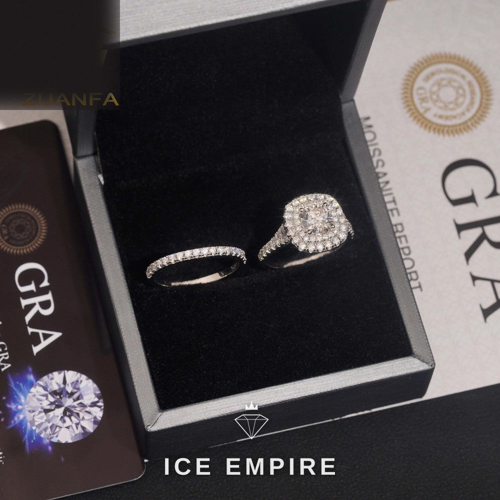 Iced Out 925 Silver Moissanite Engagement Ring