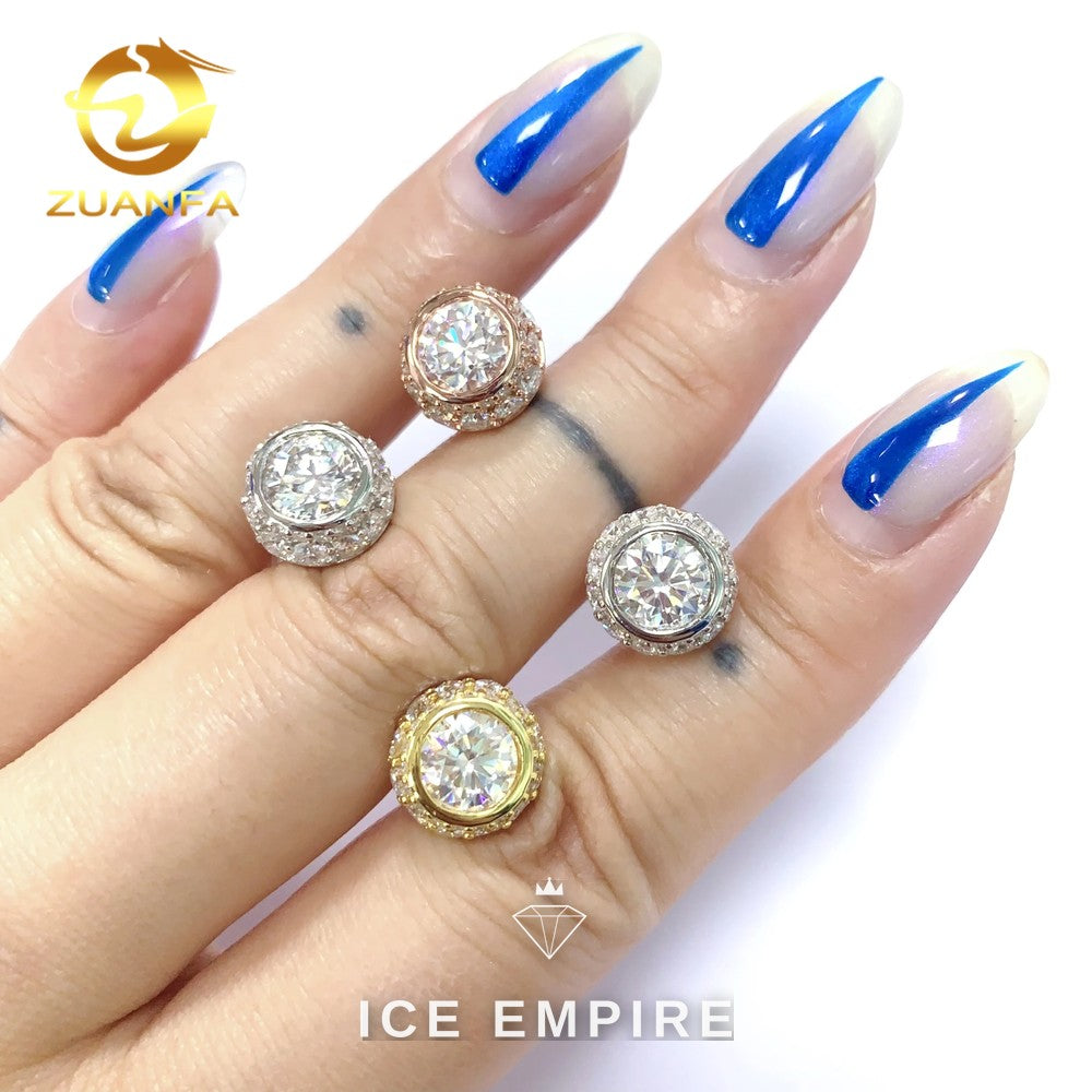 Iced Out 925 Silver Moissanite Stud Earrings