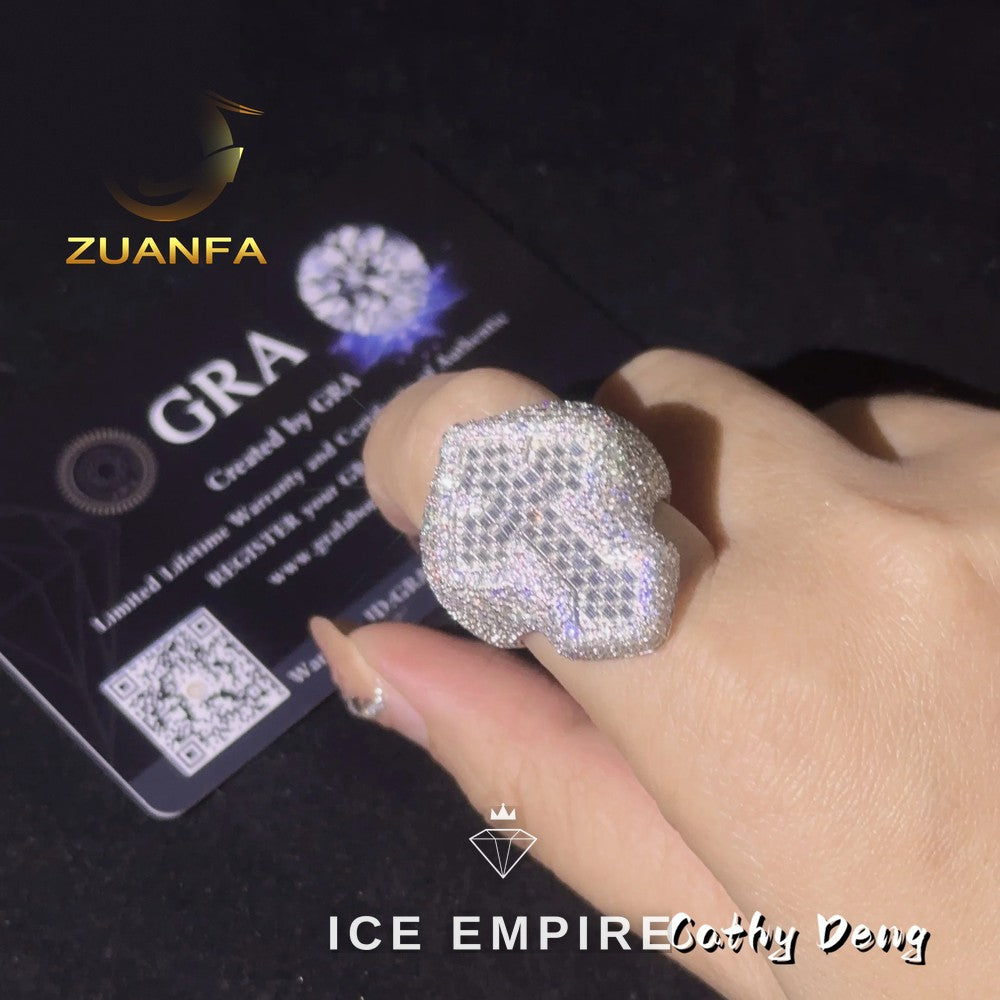 Iced Out Baguette 18K Gold Moissanite Engagement Ring