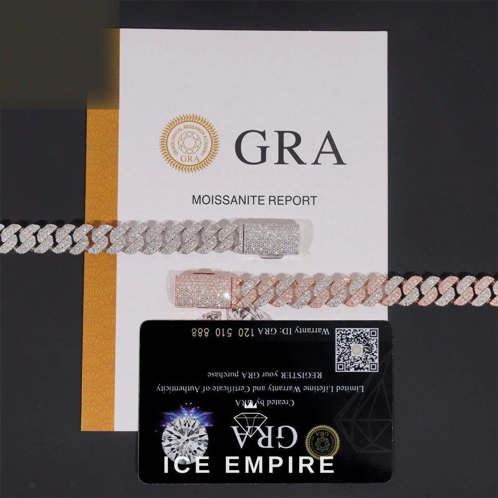 Iced Out 925 Silver Moissanite Cuban Chain