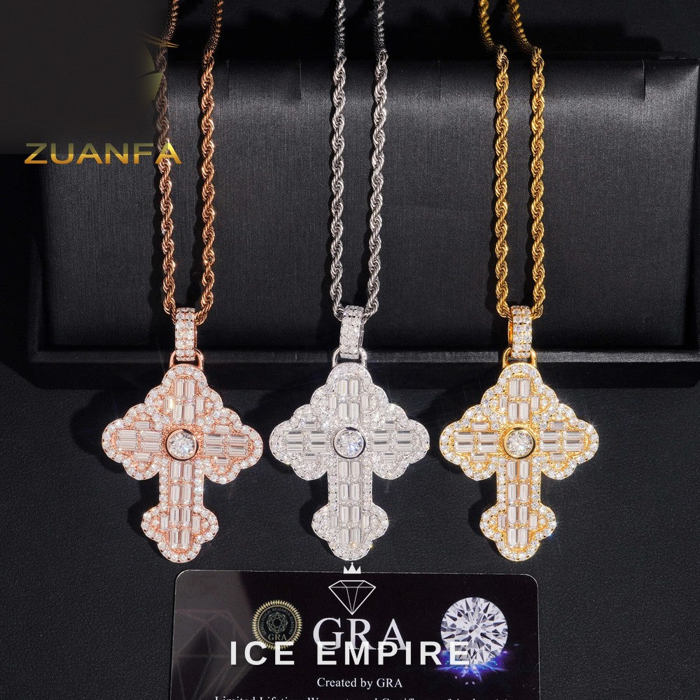 Iced Out Baguette Rose Gold Plated Moissanite Pendant