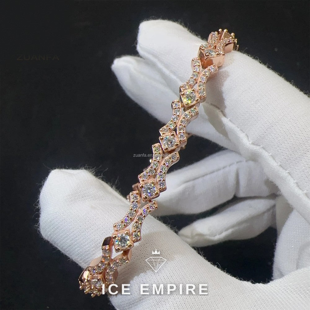 Iced Out Cluster Rose Gold Moissanite Tennis Chain