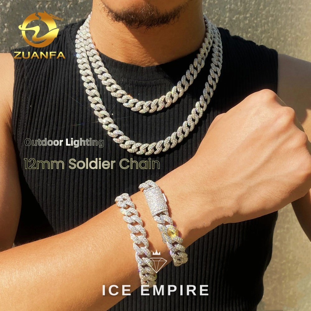 Iced Out Rose Gold Plated Moissanite Cuban Chain