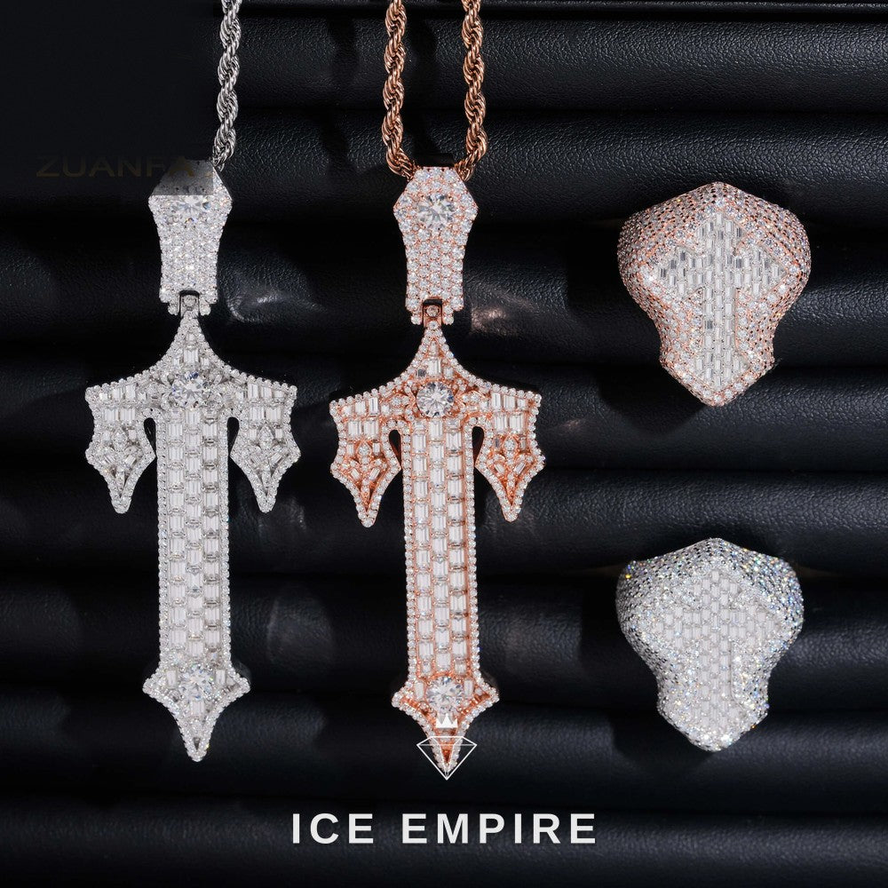 Iced Out Cross 925 Silver Moissanite Pendant