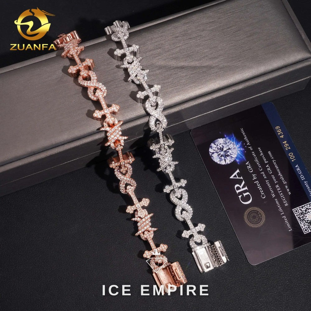 Iced Out Cross Rose Gold Plated Moissanite Cuban Chain