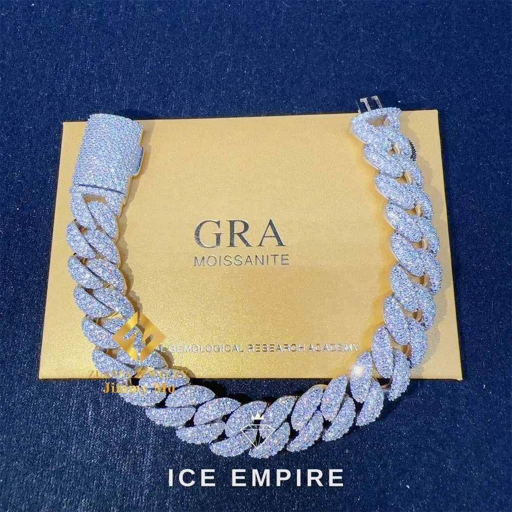 Iced Out 925 Silver Moissanite Cuban Chain