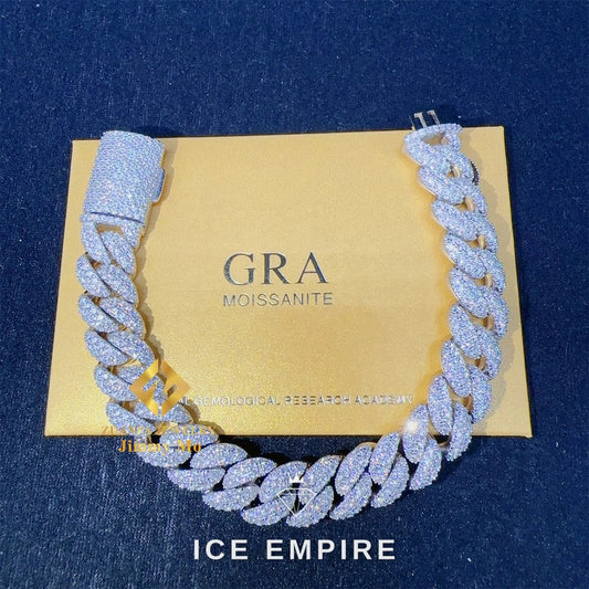 Iced Out 925 Silver Moissanite Cuban Chain