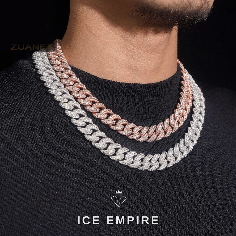 Iced Out Rose Gold Moissanite Cuban Chain