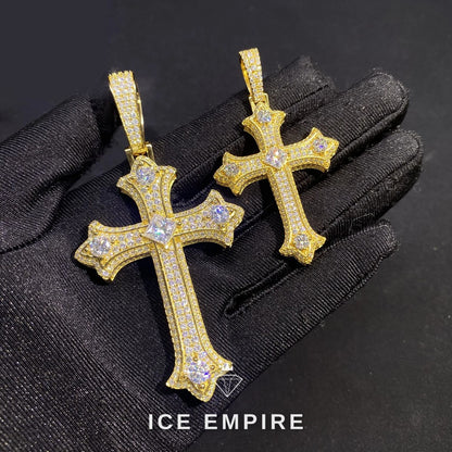 Iced Out Cross Rose Gold Plated Moissanite Pendant
