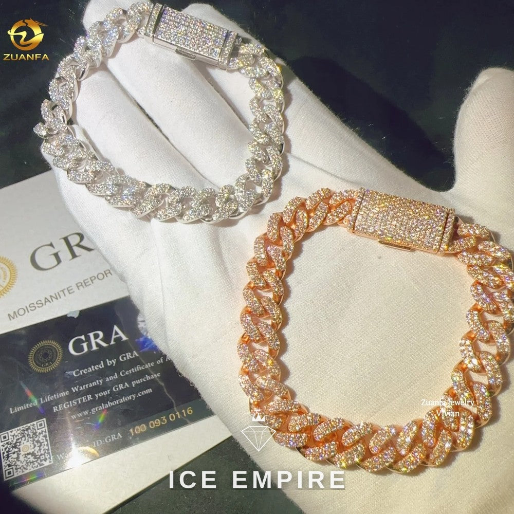 Iced Out 925 Silver Moissanite Cuban Chain