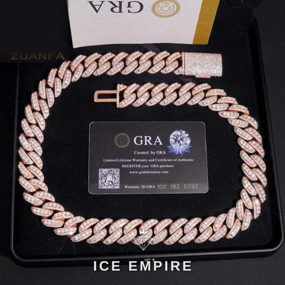 Iced Out Rose Gold Plated Moissanite Cuban Chain