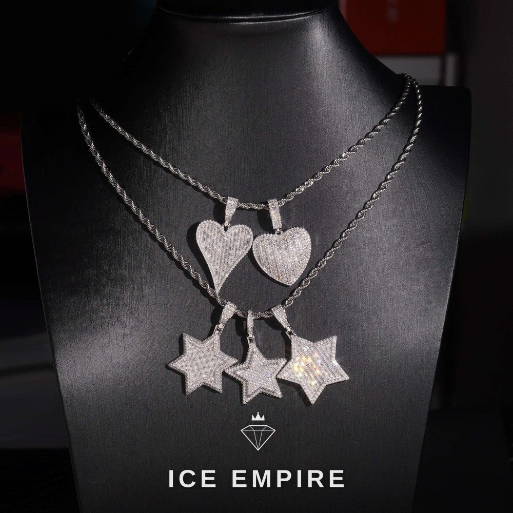 Iced Out Heart 925 Silver Moissanite Pendant