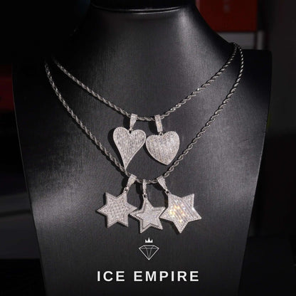 Iced Out Heart 925 Silver Moissanite Pendant