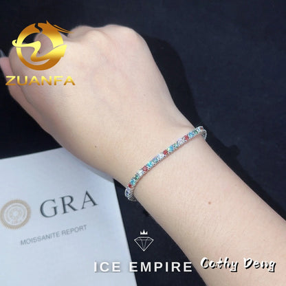 Iced Out 925 Silver Moissanite Tennis Chain