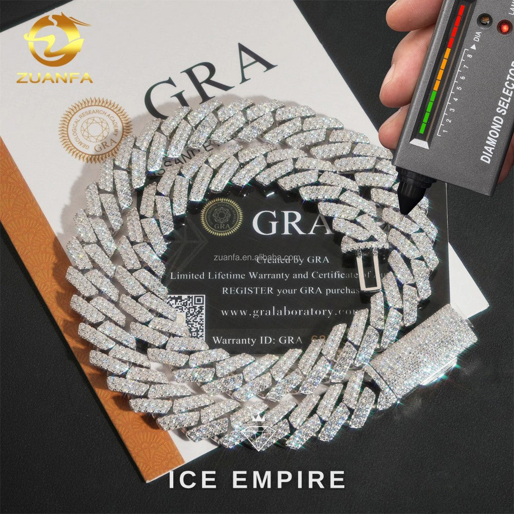 Iced Out 925 Silver Moissanite Cuban Chain