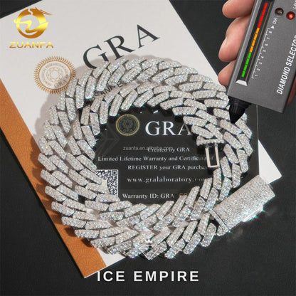 Iced Out 925 Silver Moissanite Cuban Chain
