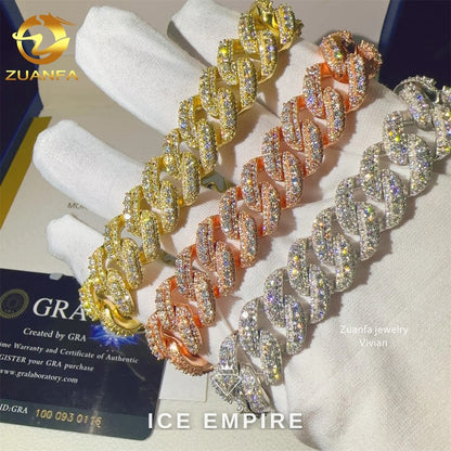 Iced Out 925 Silver Moissanite Cuban Chain