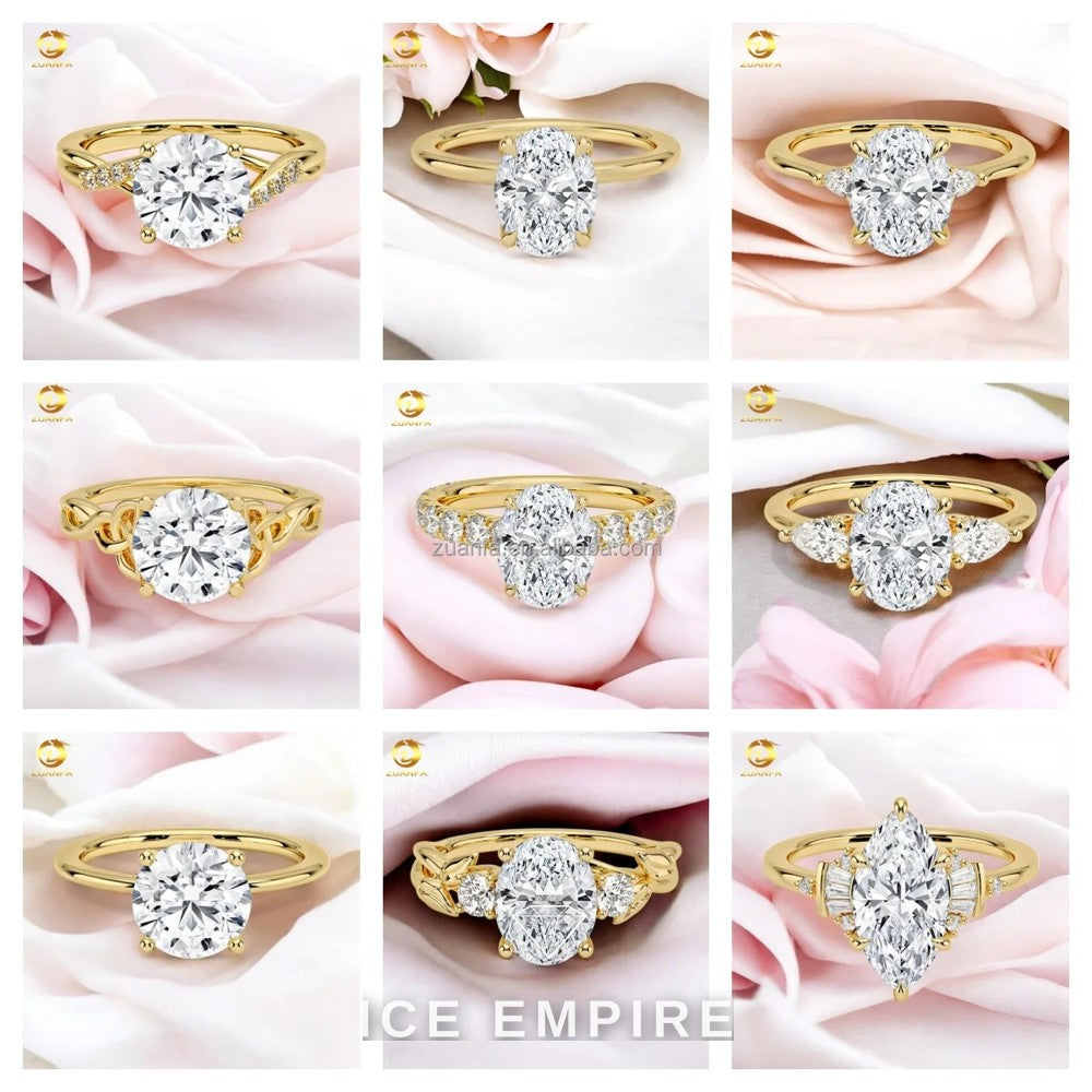 Iced Out Gold Plated Moissanite Engagement Ring