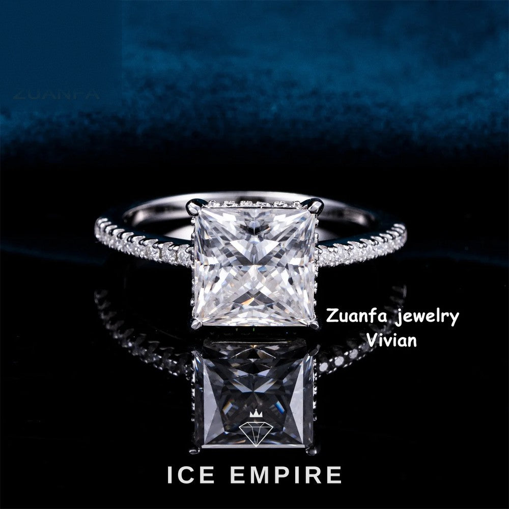 Iced Out 925 Silver Moissanite Wedding Band