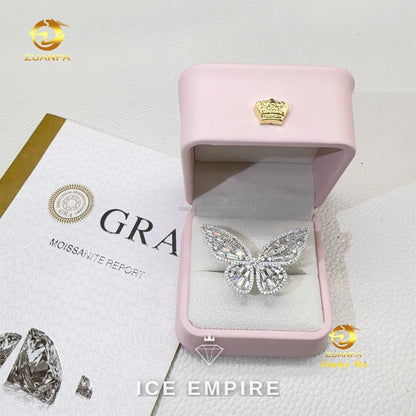 Iced Out Baguette 925 Silver Moissanite Ring
