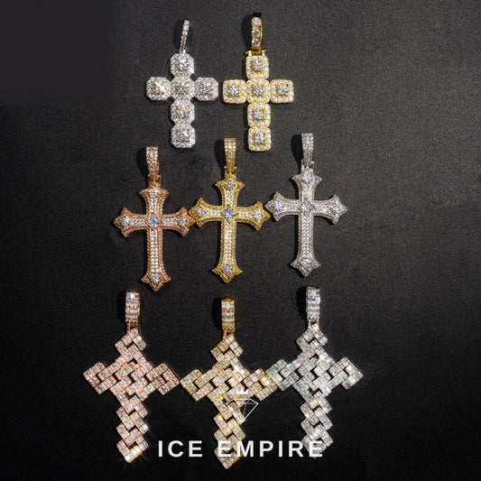 Iced Out Cross 925 Silver Pendant