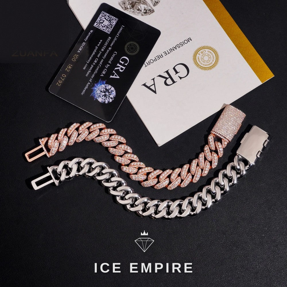 Iced Out 925 Silver Moissanite Cuban Chain