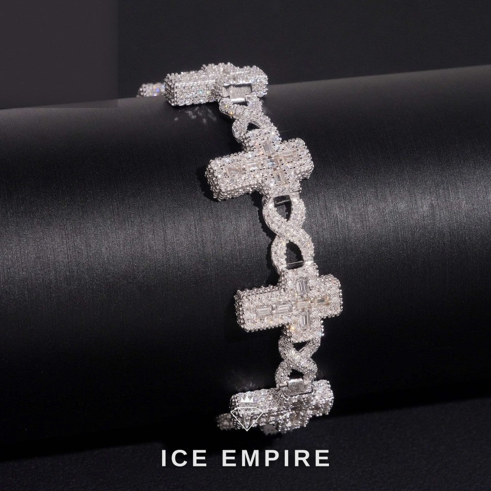 Iced Out Cross Rose Gold Plated Moissanite Cuban Chain