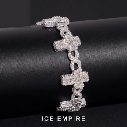 Iced Out Cross Rose Gold Plated Moissanite Cuban Chain