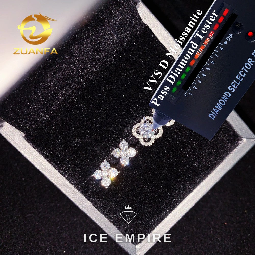 Iced Out 925 Silver Moissanite Stud Earrings