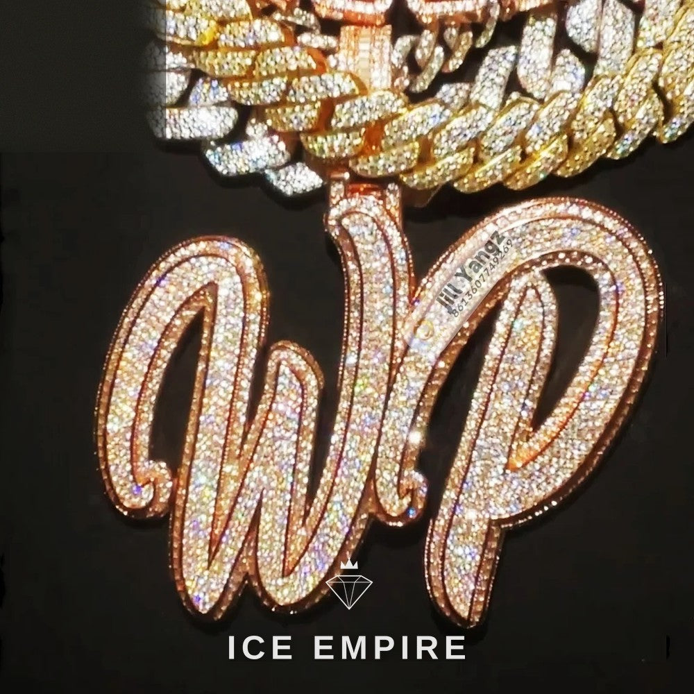 Iced Out Baguette 925 Silver Moissanite Pendant