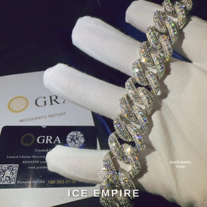 Iced Out 925 Silver Moissanite Cuban Chain