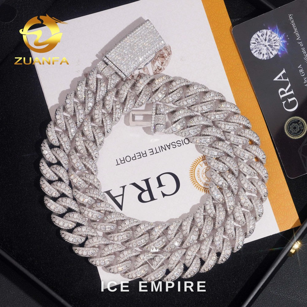 Iced Out Rose Gold Moissanite Cuban Chain
