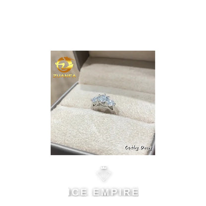 Iced Out Cluster 18K Gold Moissanite Wedding Band