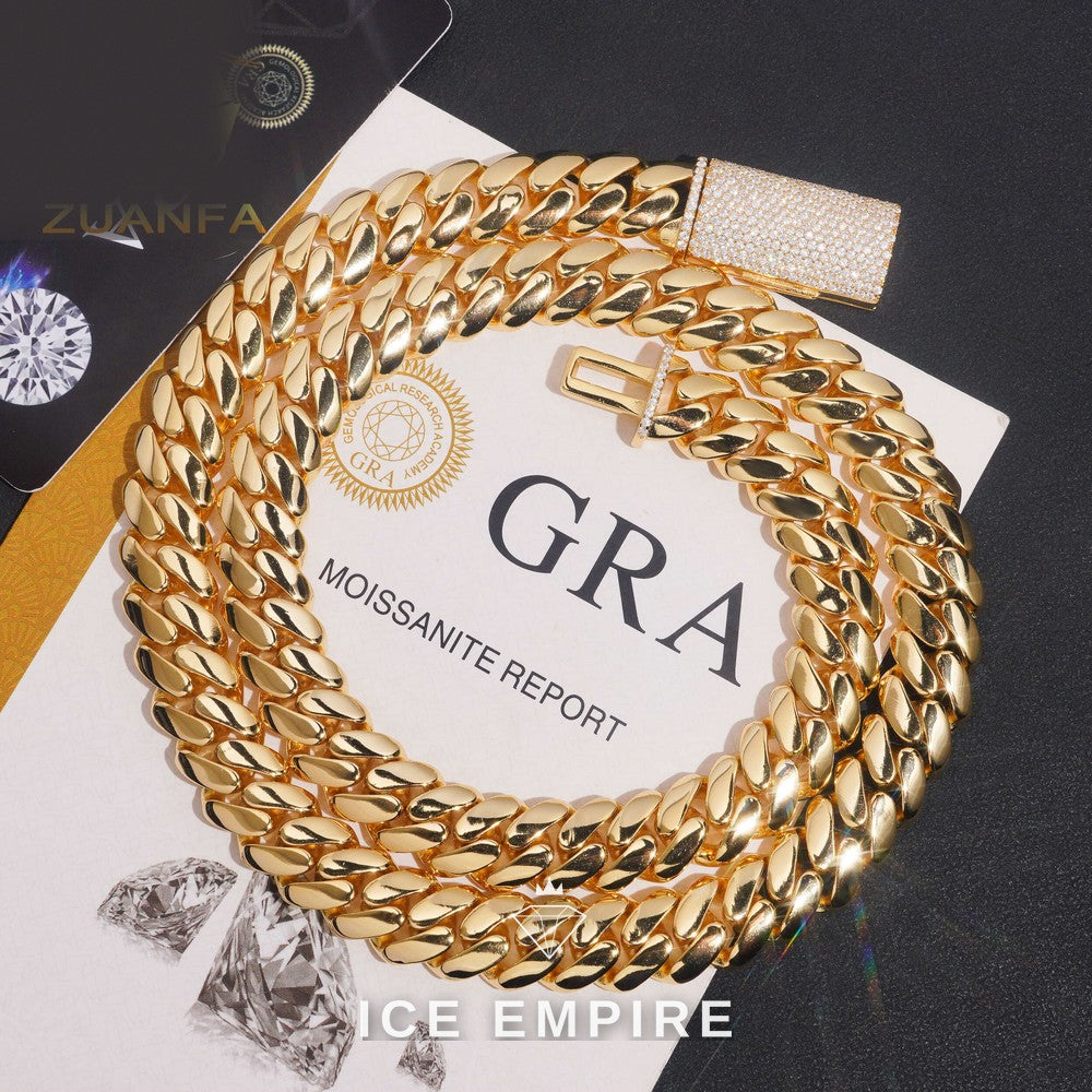 Iced Out Rose Gold Plated Moissanite Cuban Chain