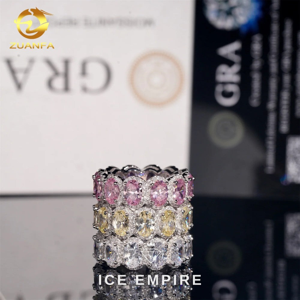 Iced Out 925 Silver Moissanite Engagement Ring