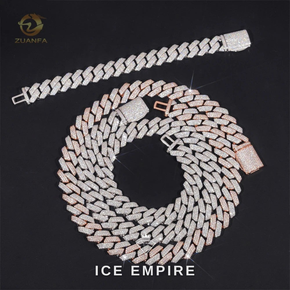 Iced Out Rose Gold Plated Moissanite Cuban Chain