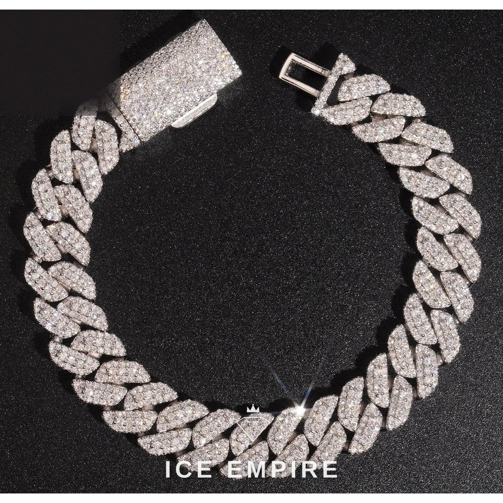 Iced Out 925 Silver Moissanite Cuban Chain