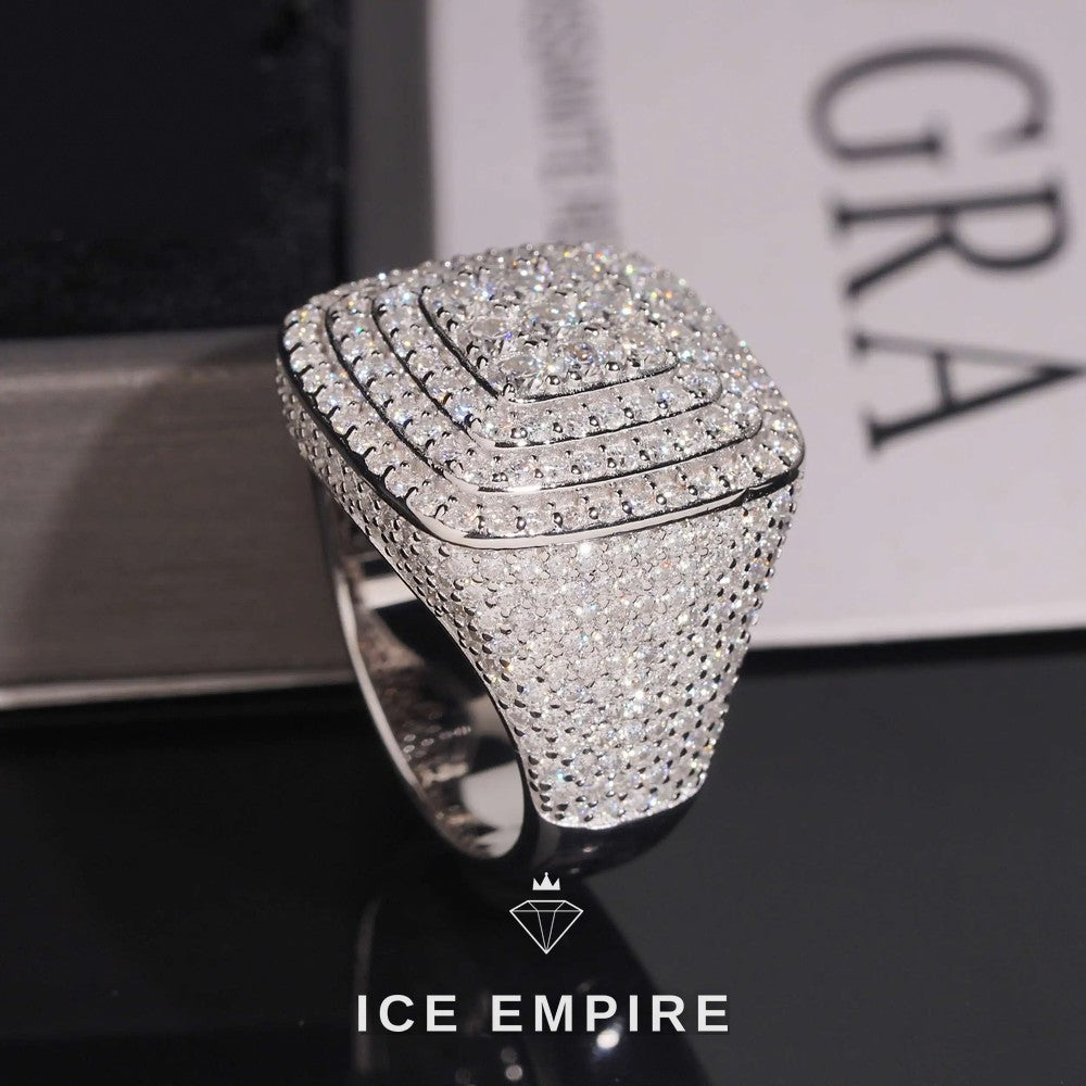Iced Out 925 Silver Moissanite Ring