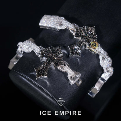 Iced Out Cross Rose Gold Plated Moissanite Cuban Chain