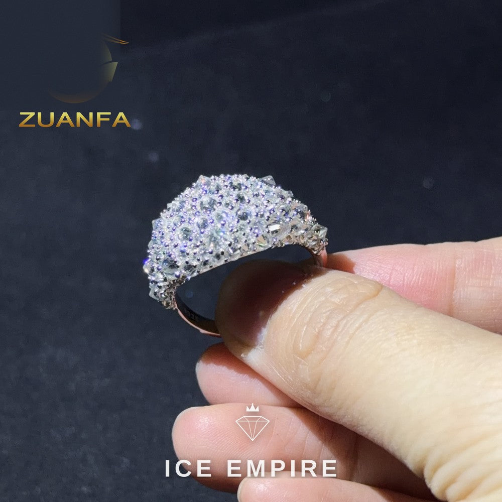 Iced Out 925 Silver Moissanite Ring