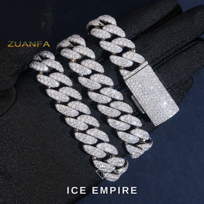 Iced Out 925 Silver Moissanite Cuban Chain
