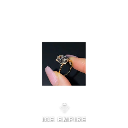 Iced Out 18K Gold Moissanite Engagement Ring