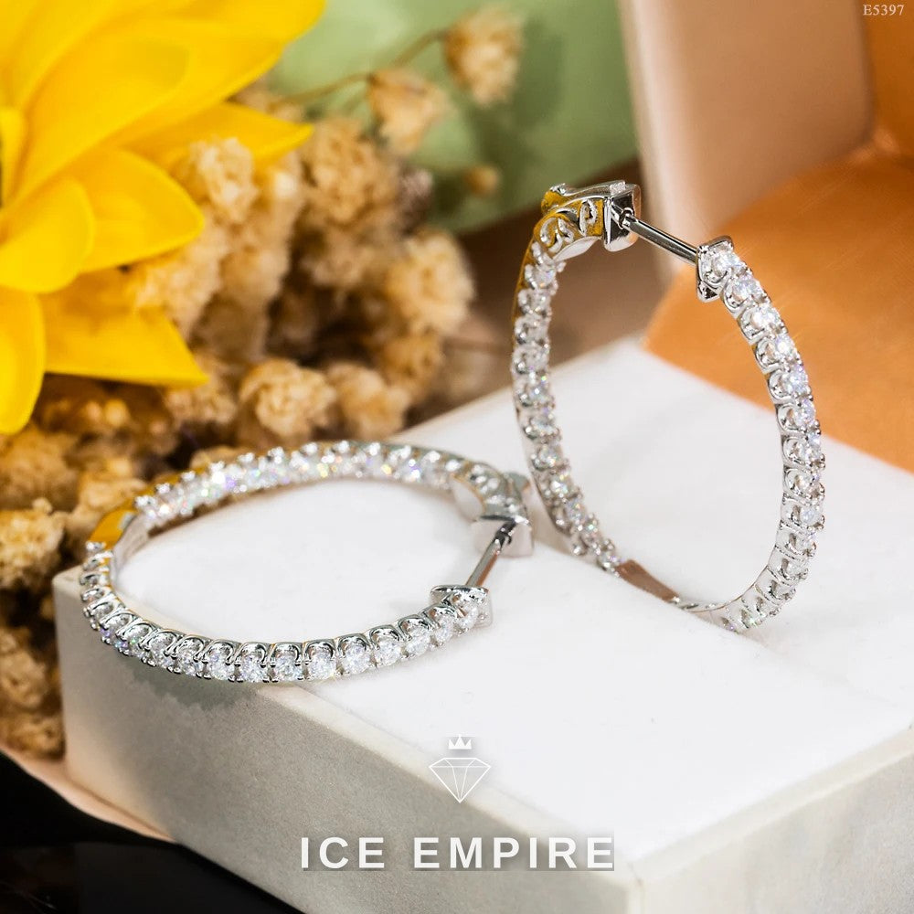Iced Out Rose Gold Plated Moissanite Hoop Earrings