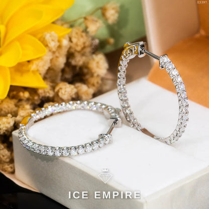 Iced Out Rose Gold Plated Moissanite Hoop Earrings