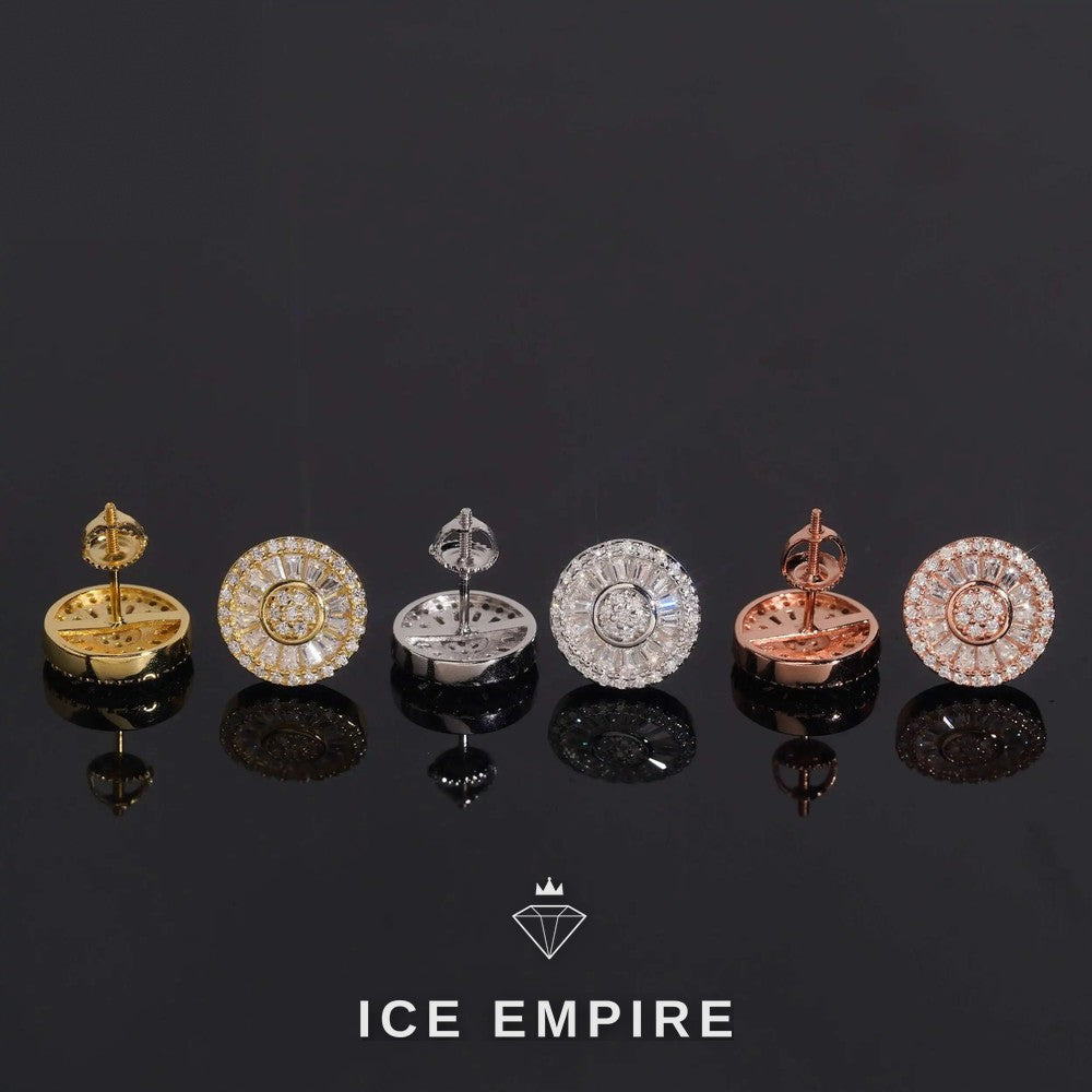 Iced Out Baguette Gold Plated Moissanite Stud Earrings