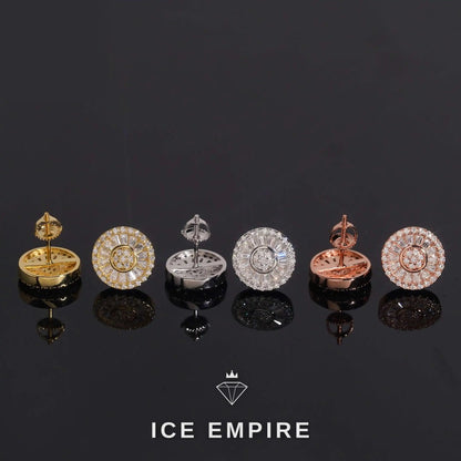 Iced Out Baguette Gold Plated Moissanite Stud Earrings