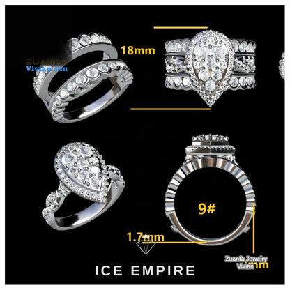 Iced Out Heart 925 Silver Moissanite Ring
