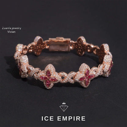 Iced Out Rose Gold Moissanite Cuban Chain