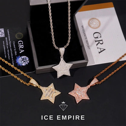 Iced Out Baguette Rose Gold Plated Moissanite Pendant